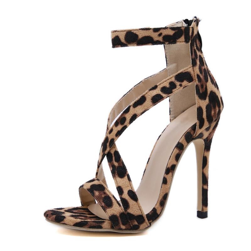 Sandales à talons Léopard fin