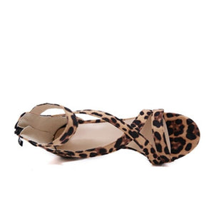 Sandales à talons Léopard fin