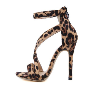 Sandales à talons Léopard fin