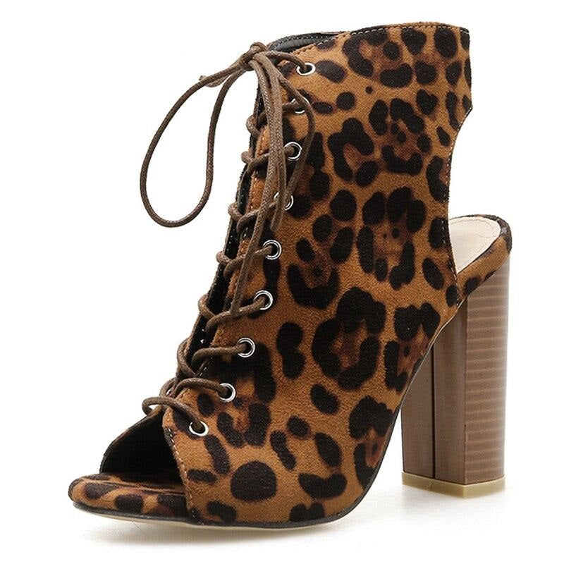 Sandales à talons bottine Léopard