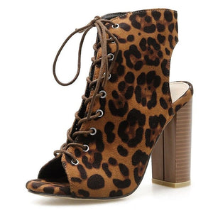 Sandales à talons bottine Léopard