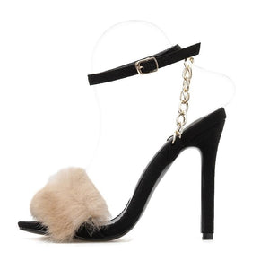 Sandales à talons fourrure Chic